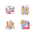 Accidents prevention RGB color icons set Royalty Free Stock Photo