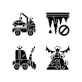 Accidents reducing service black glyph icons set on white space Royalty Free Stock Photo