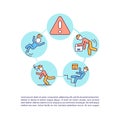 Accidents in warehouse precaution concept icon with text