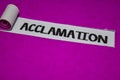 Acclamation text, Inspiration and positive vibes concept on purple torn paper Royalty Free Stock Photo