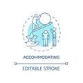 Accommodating blue concept icon