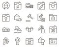 accommodation, apartment, house, key set vector icons. Real estate icon set Royalty Free Stock Photo