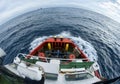 Accommodation barge during sunset at sea Royalty Free Stock Photo