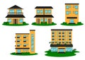 Accommodation building set vector