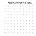 accommodation and hotel icons, signs, outline symbols, concept linear illustration line collection Royalty Free Stock Photo