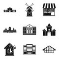 Accommodation icons set, simple style