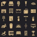 Accommodation icons set, simple style