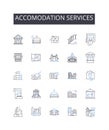 Accomodation services line icons collection. Lodging facilities, Housing options, Room rentals, Shelter services