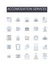 Accomodation services line icons collection. Lodging facilities, Housing options, Room rentals, Shelter services