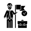 Accomplished business mission icon, vector illustration, sign on isolated background