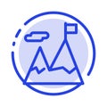 Accomplished, Business, Mission, Motivation Blue Dotted Line Line Icon