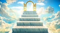 Accomplishments as stairs to reach out to the heavenly gate for reward, success and happiness.Accomplishments elevates and brings