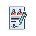 Color illustration icon for Accordance, agreement and contract Royalty Free Stock Photo
