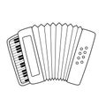 Accordion black and white musical instrument. Bayan music element