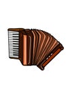 The accordion black and white realistic and white background Royalty Free Stock Photo