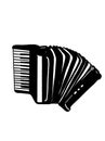 the accordion black and white realistic and white background Royalty Free Stock Photo
