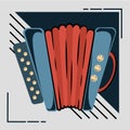 Accordion flat icon, music instrument, closeup