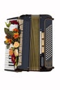 Accordion with flowers on it isolated on white background Royalty Free Stock Photo