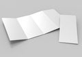 Accordion fold vertical brochure, eight page leaflet or brochure mockup, concertina fold. blank white 3d render illustration. Royalty Free Stock Photo