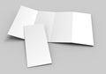Accordion fold vertical brochure, eight page leaflet or brochure mockup, concertina fold. blank white 3d render illustration. Royalty Free Stock Photo