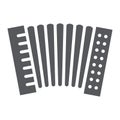 Accordion glyph icon, music and keyboard, national instrument sign, vector graphics, a solid pattern on a white
