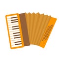 Accordion icon flat, cartoon style. Musical instrument isolated on white background. Vector illustration, clip-art.