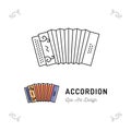 Accordion icon thin line art symbols, Accordions musical instruments. Vector outline illustration