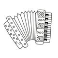 Accordion line doodle bayan with flowers traditional russian music instrument