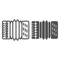 Accordion line and glyph icon. Harmonica vector illustration isolated on white. Musical instrument outline style design Royalty Free Stock Photo