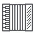 Accordion line icon, music and instrument, harmonica sign, vector graphics, a linear pattern on a white background.