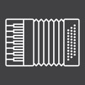 Accordion line icon, music and instrument,