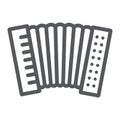 Accordion line icon, music and keyboard, national instrument sign, vector graphics, a linear pattern on a white