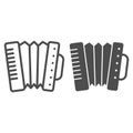 Accordion line and solid icon. Folkloric accordion instrument outline style pictogram on white background. Patrick day