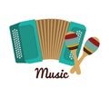 Accordion, maraca icon. Music instrument. vector graphic
