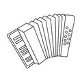 Accordion, musical instrument, line art. Sketch, icon vector