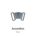 Accordion outline vector icon. Thin line black accordion icon, flat vector simple element illustration from editable music concept