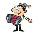 Accordion player cartoon vector illustration