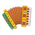 Accordion russian bayan musical instrument doodle vector illustration