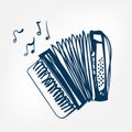 Accordion sketch vector illustration isolated design element