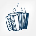 Accordion sketch vector illustration isolated design element