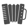 Accordion solid icon. Folkloric accordion instrument glyph style pictogram on white background. Patrick day and music