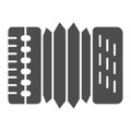 Accordion solid icon. Harmonica vector illustration isolated on white. Musical instrument glyph style design, designed