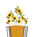 Accordion with sunflowers isolated icon
