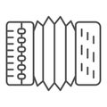 Accordion thin line icon. Harmonica vector illustration isolated on white. Musical instrument outline style design