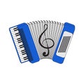 Accordion, vector illustration, isolated with a picture of a violin key.