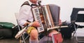 Accordionist playing the accordion. Royalty Free Stock Photo