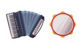 Accordions and Tambourine as Musical Instrument Vector Set