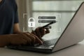 Account access app online to sign in securely or receive verification by digital otp code. Cyber security in two-step