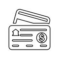 Account, bank, bankbook outline icon. Line art sketch