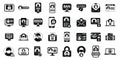 Account blocking icons set simple vector. Ban delete